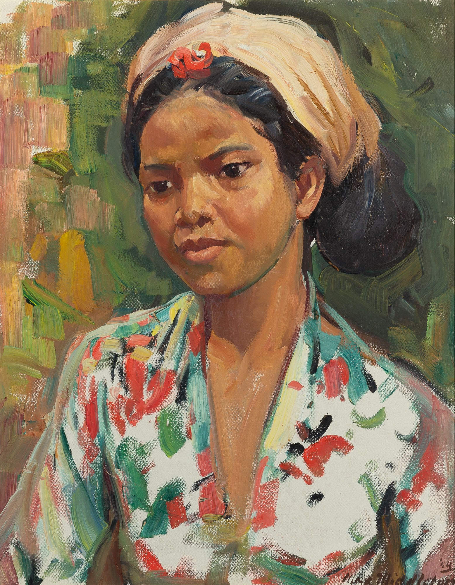 Max Middleton: Australian, b. 1922 Portrait of a Woman, 1954 Signed and dated Max Middleton 54 (lr) Oil on canvas 21 1/2 x 17 1/4 inches (54.6 x 43.8 cm)