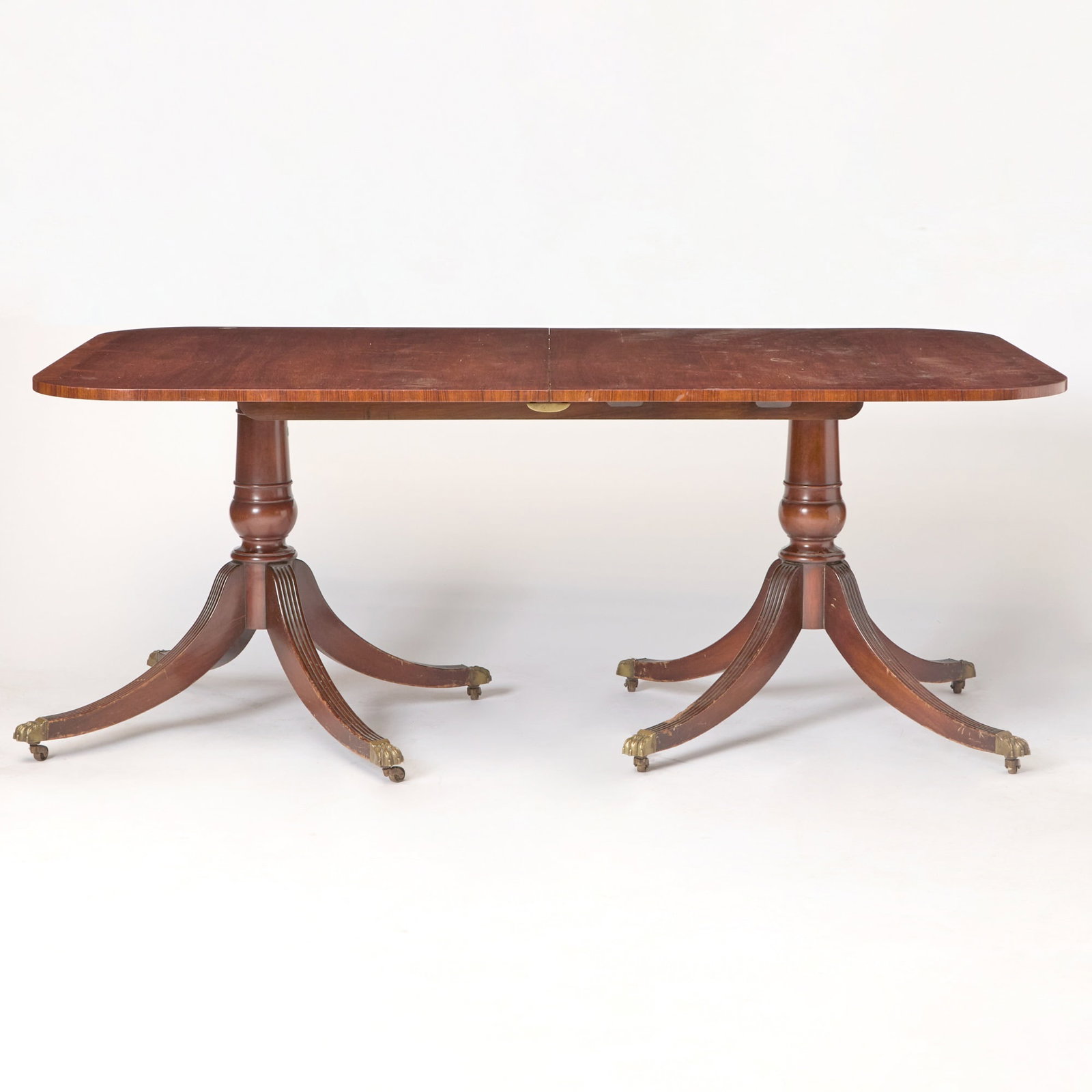 George III Style Banded Rosewood Double-Pedestal Dining Table (1 of 6)