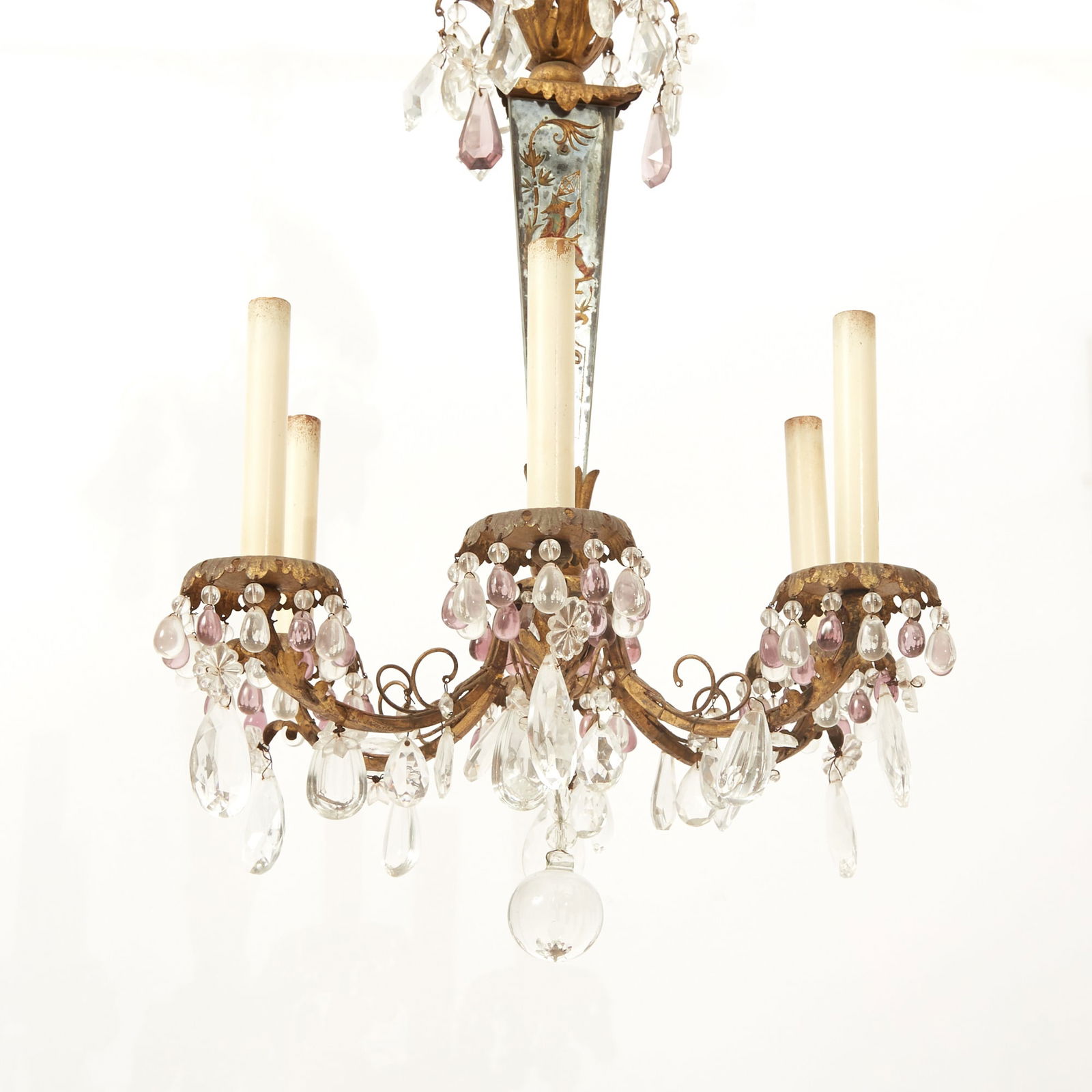 Chinoiserie Mirrored Six-Light Chandelier (1 of 3)