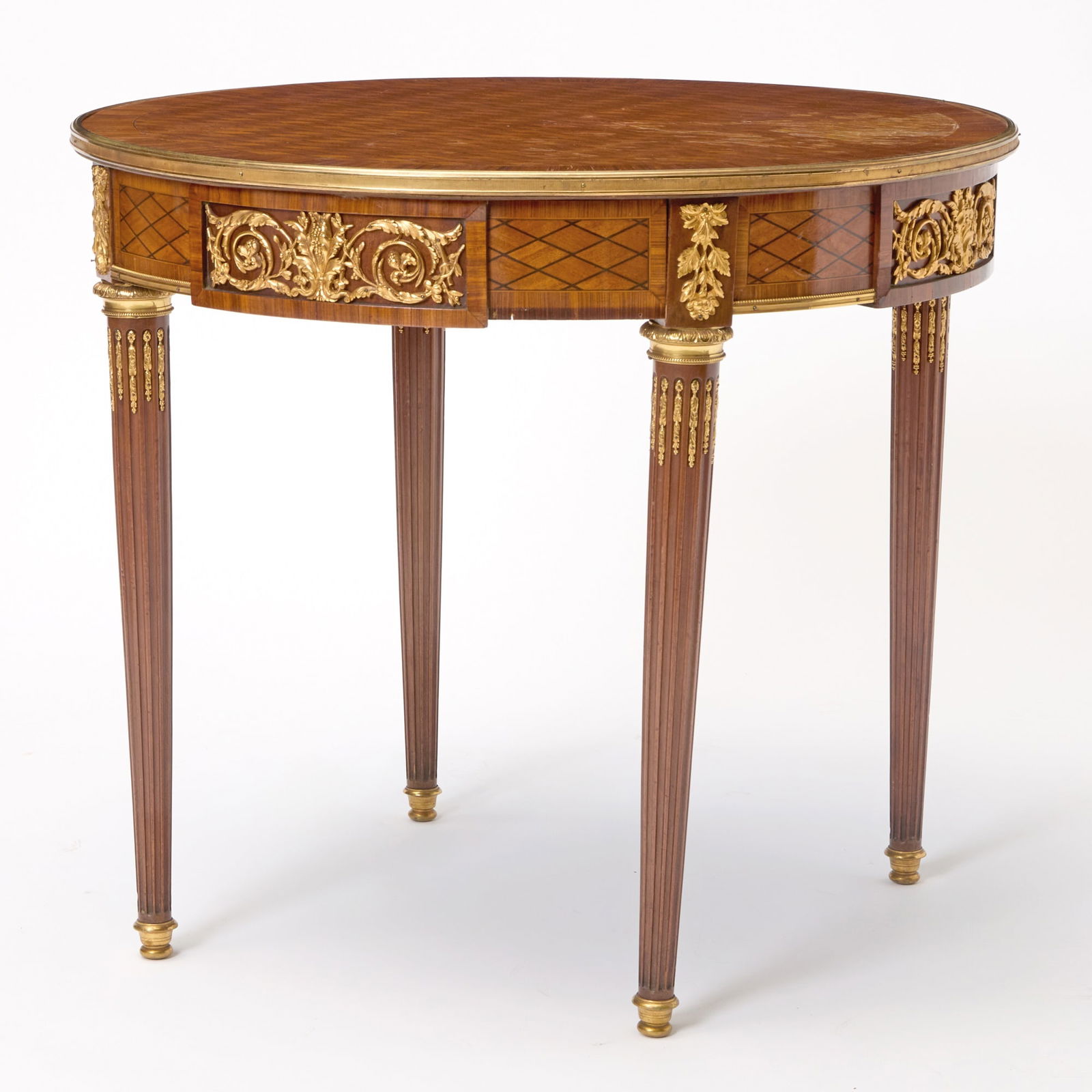 Louis XVI Style Gilt-Bronze Mounted Kingwood Marquetry Center Table (1 of 8)