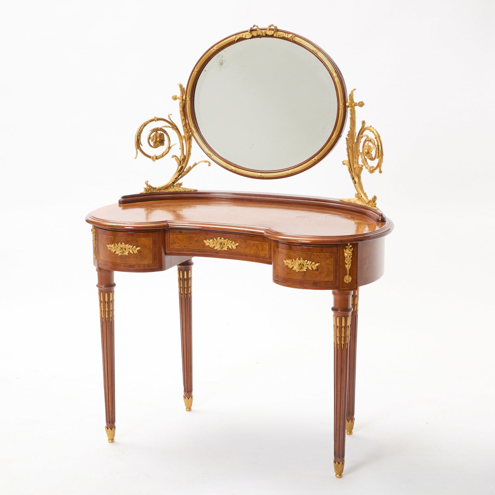 Louis XVI Style Walnut Reniform Dressing Table / Vanity (1 of 6)