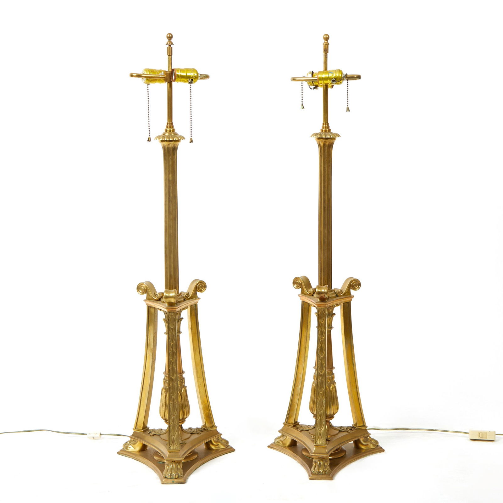 Pair of Empire Style Brass Table Lamps (1 of 2)