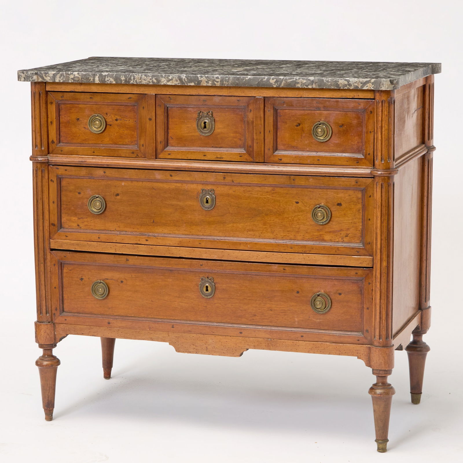 Louis XVI Marble Top Walnut Commode (1 of 6)