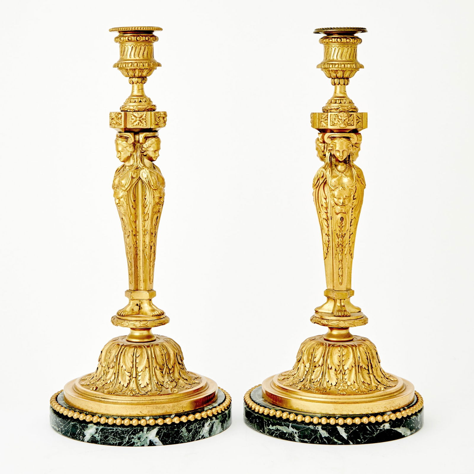 Pair of Louis XVI Style Gilt-Bronze Candlesticks (1 of 4)