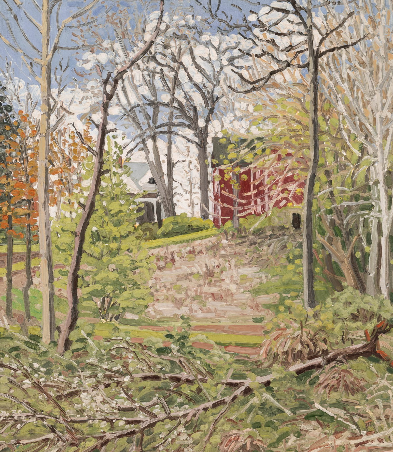 Rackstraw Downes: American, b. 1939 Nyack, 1972 Oil on canvas 17 1/2 x 15 inches (44.5 x 38.1 cm) Provenance: Kornblee Gallery, New York Forum Gallery, New York Private collection, New York Exhibited: East Hampto