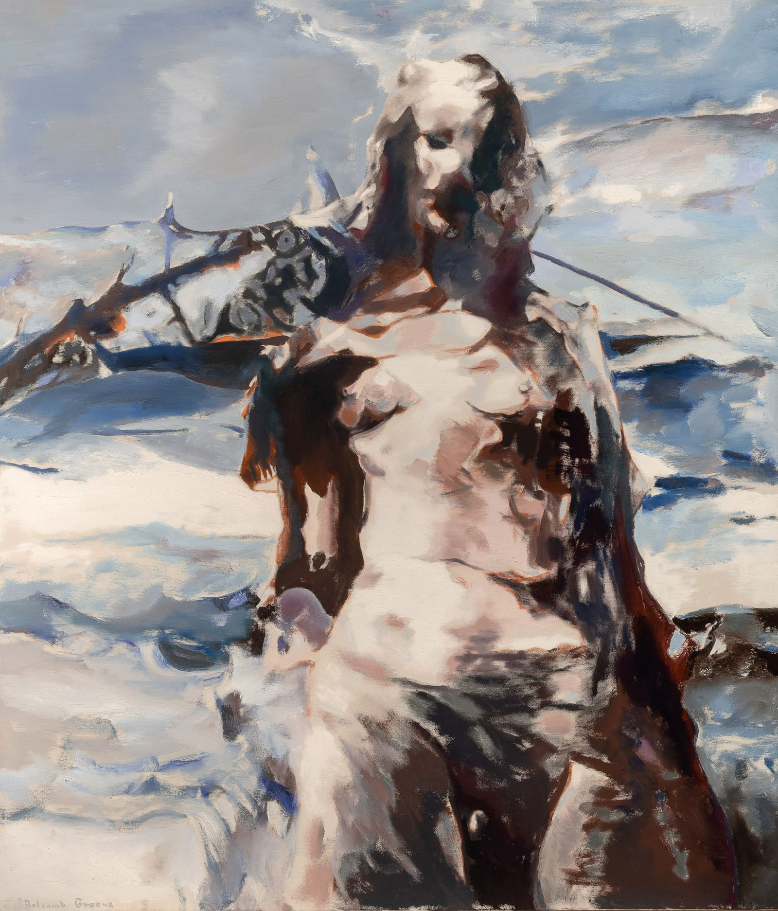 Balcomb Greene: American, 1904 - 1990Woman-Ship-Sea, 1960Signed Balcomb Greene (ll)Oil on canvas48 x 42 inches (121.9 x 106.7cm)Provenance:Bertha Schaefer Gallery, New York <