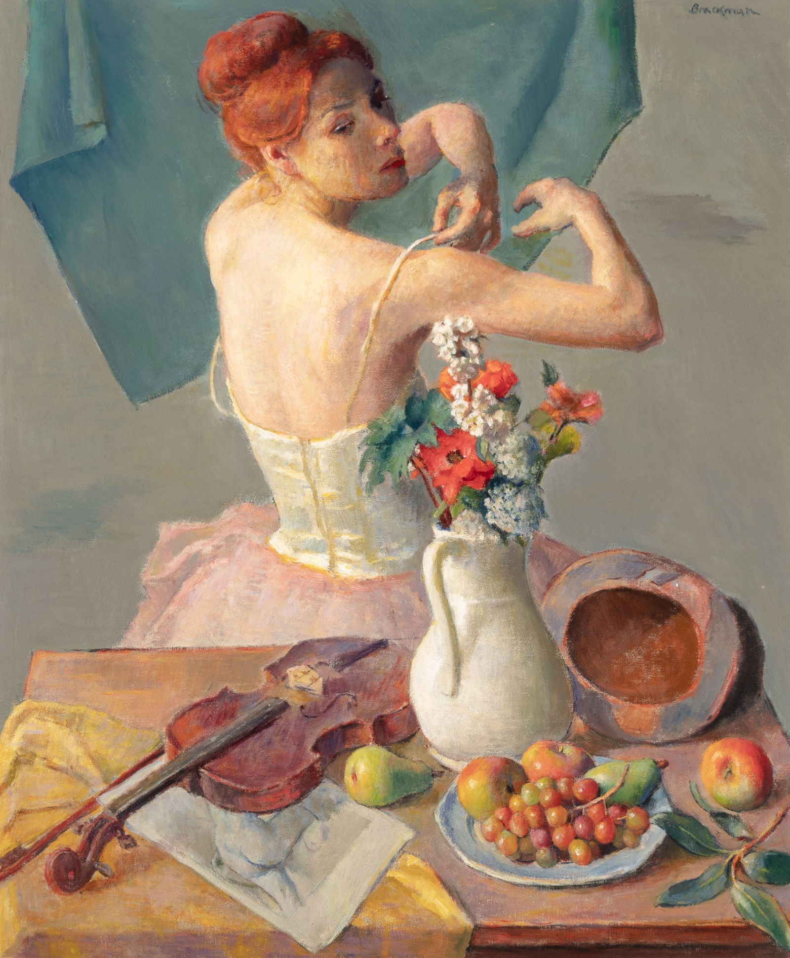 Robert Brackman: Ukrainian/American, 1898 - 1980An Ode to DegasSigned Brackman (ur) and inscribed on the reverseOil on canvas36 x 30 inches (91.4 x 76.2cm) (Framed 42 3/4 x 36 3/4 i