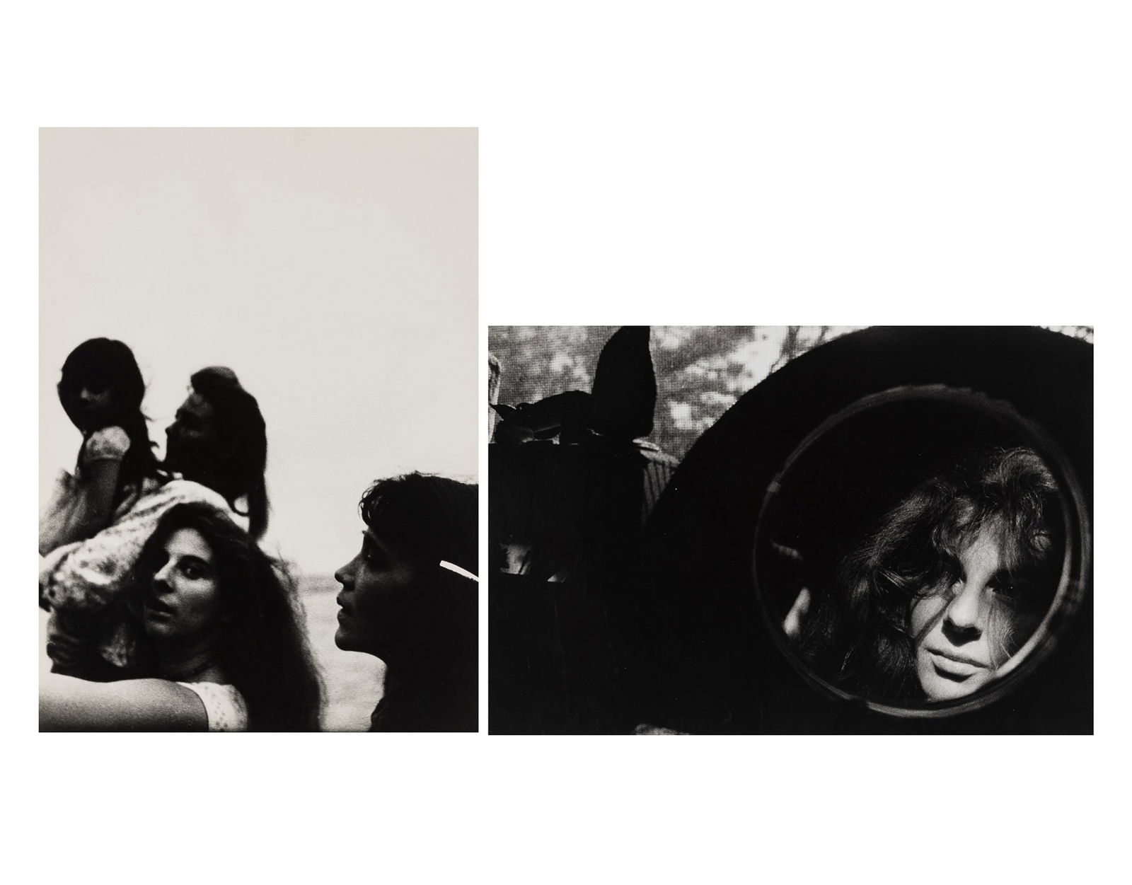 Robert Frank, two gelatin silver prints of his family: FRANK, ROBERT (1924-2019) Two gelatin silver prints. Comprising Mary and Mary Frank, Andrea Frank, Barbara Forst circa 1953 and Dody Miller, circa 1960, likel