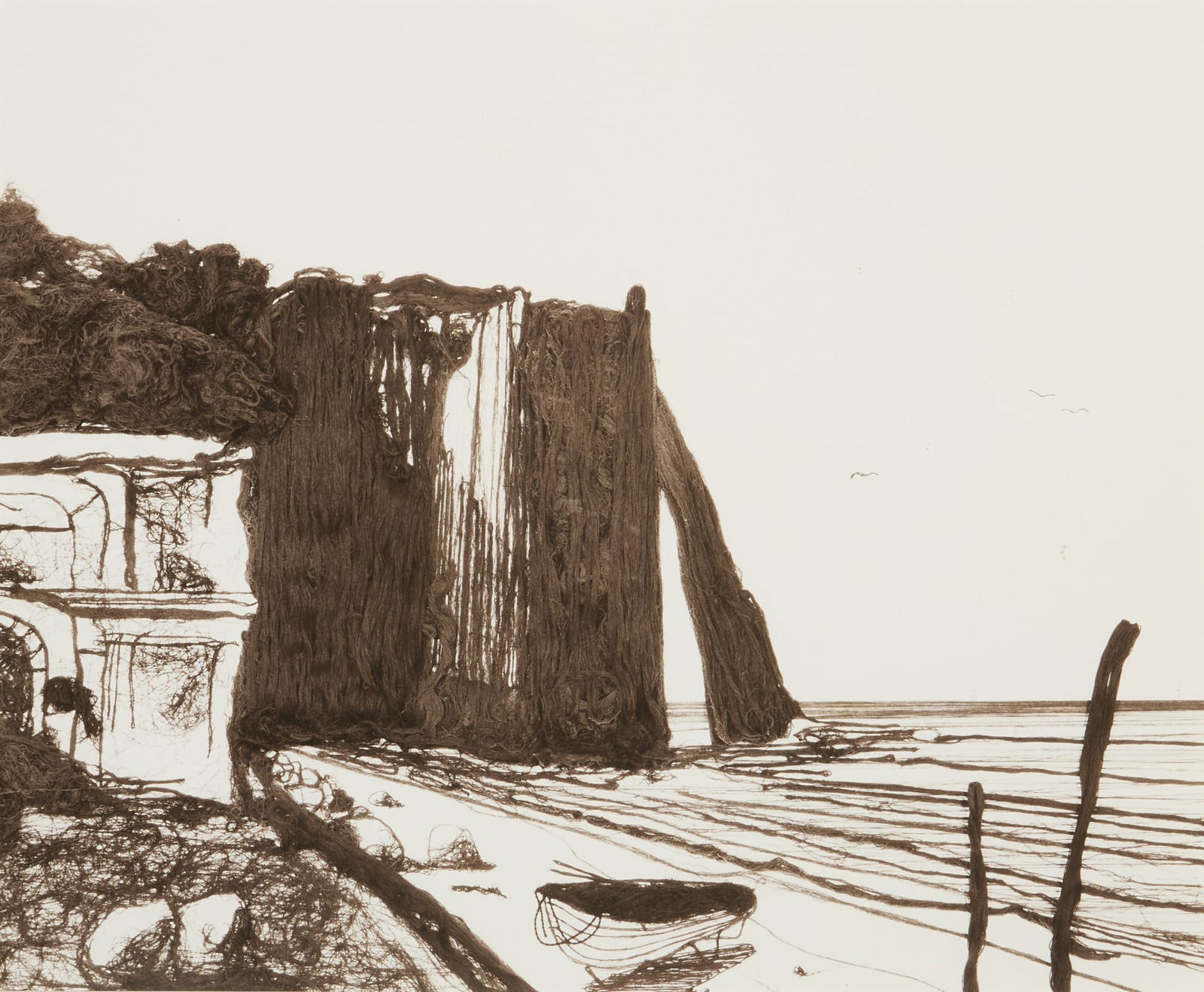 Vik Muniz 11,000 Yards (The Cliffs at Entretat), 1997: MUNIZ, VIK (b. 1961) "11,000 Yards" (The Cliffs at Etretat, after Courbet), 1997. Toned gelatin silver print, 19 x 22 3/4 inches (483 x 578 mm), verso signed, dated, titl