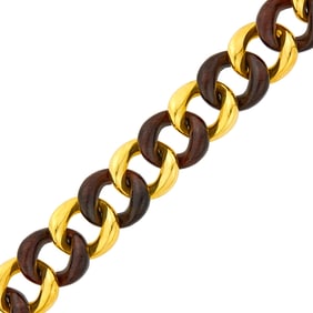 Seaman Schepps Gold and Wood 'Curb Link' Bracelet