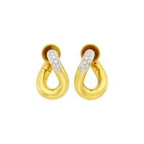 Pomellato Pair of Gold and Diamond Hoop Earclips