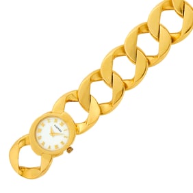 Verdura Gold 'Curb-Link' Bracelet-Watch