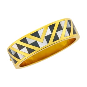 Tiffany & Co. Gold, Black Jade and Mother-of-Pearl Bangle Bracelet