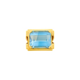 David Webb Gold and Aquamarine Ring