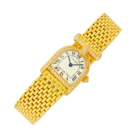 Cartier Paris Gold and Diamond 'Calandre' Wristwatch