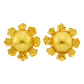 Jean Mahie Pair of High Karat Gold Dome Earclips