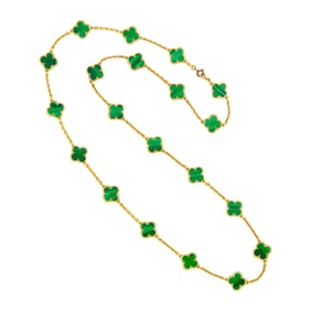 Van Cleef & Arpels Gold and Malachite 'Alhambra' Necklace, France