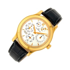 Jaeger-leCoultre Gentlemen's Gold 'Master Eight Days Perpetual Calendar' Wristwatch