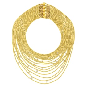 Cartier Eighteen Strand Two-Color Gold and Diamond 'Draperie' Necklace