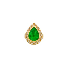 Gold, Emerald and Diamond Pendant-Ring