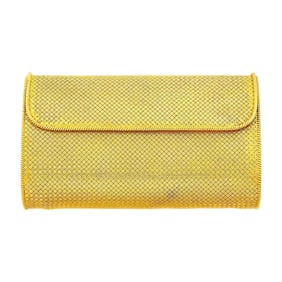 Gold Basketweave Clutch Bag