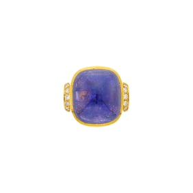 Seaman Schepps Gold, Cabochon Tanzanite and Diamond Ring