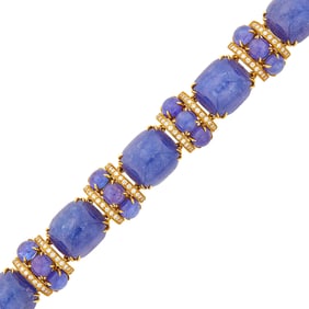 Seaman Schepps Gold, Cabochon Tanzanite and Diamond Bracelet