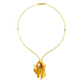 Frey Gold Abstract Pendant with Torque Necklace, France