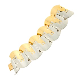 HermÃ¨s Paris Two-Color Gold Horse Link Cuff Bracelet