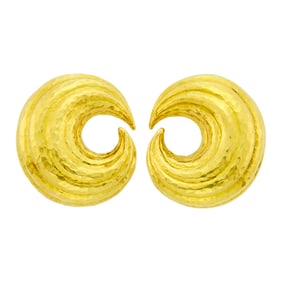 David Webb Pair of Hammered Gold Crescent Earclips