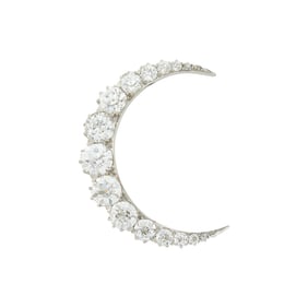 Theodore B. Starr Platinum, Rose Gold and Diamond Crescent Brooch