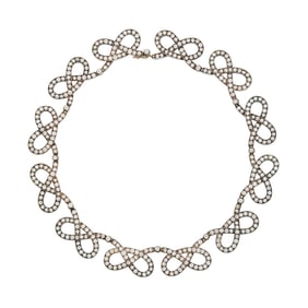 Silver, Gold and Diamond Link Necklace