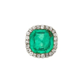 Antique Gold, Silver, Emerald and Diamond Ring