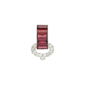 Cartier Platinum, Pink Tourmaline and Diamond Clip
