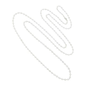 Long Platinum and Diamond Chain Necklace