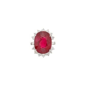 Platinum, Rubellite and Diamond Ring