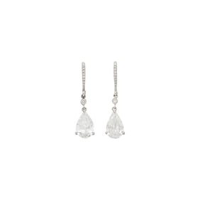 Pair of White Gold and Diamond Pendant-Earrings
