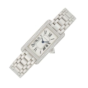 Cartier White Gold and Diamond 'Tank AmÃ©ricaine' Wristwatch, Ref. 2489