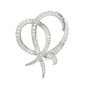 Platinum and Diamond Ribbon Clip-Brooch