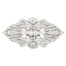 Platinum and Diamond Double Clip-Brooch
