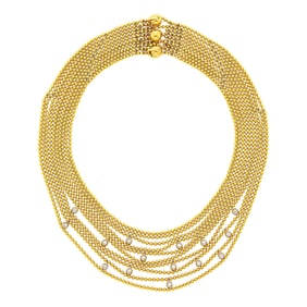Cartier Ten Strand Two-Color Gold and Diamond 'Draperie' Necklace