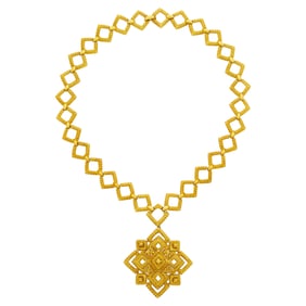 Van Cleef & Arpels Gold Clip-Brooch Pendant-Necklace