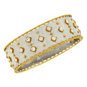 Buccellati Two-Color Gold and Diamond Bangle Bracelet
