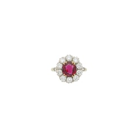 Two-Color Gold, Ruby and Diamond Ring