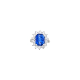 Platinum, Sapphire and Diamond Ring