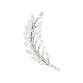 Van Cleef & Arpels Platinum and Diamond Foliate Brooch