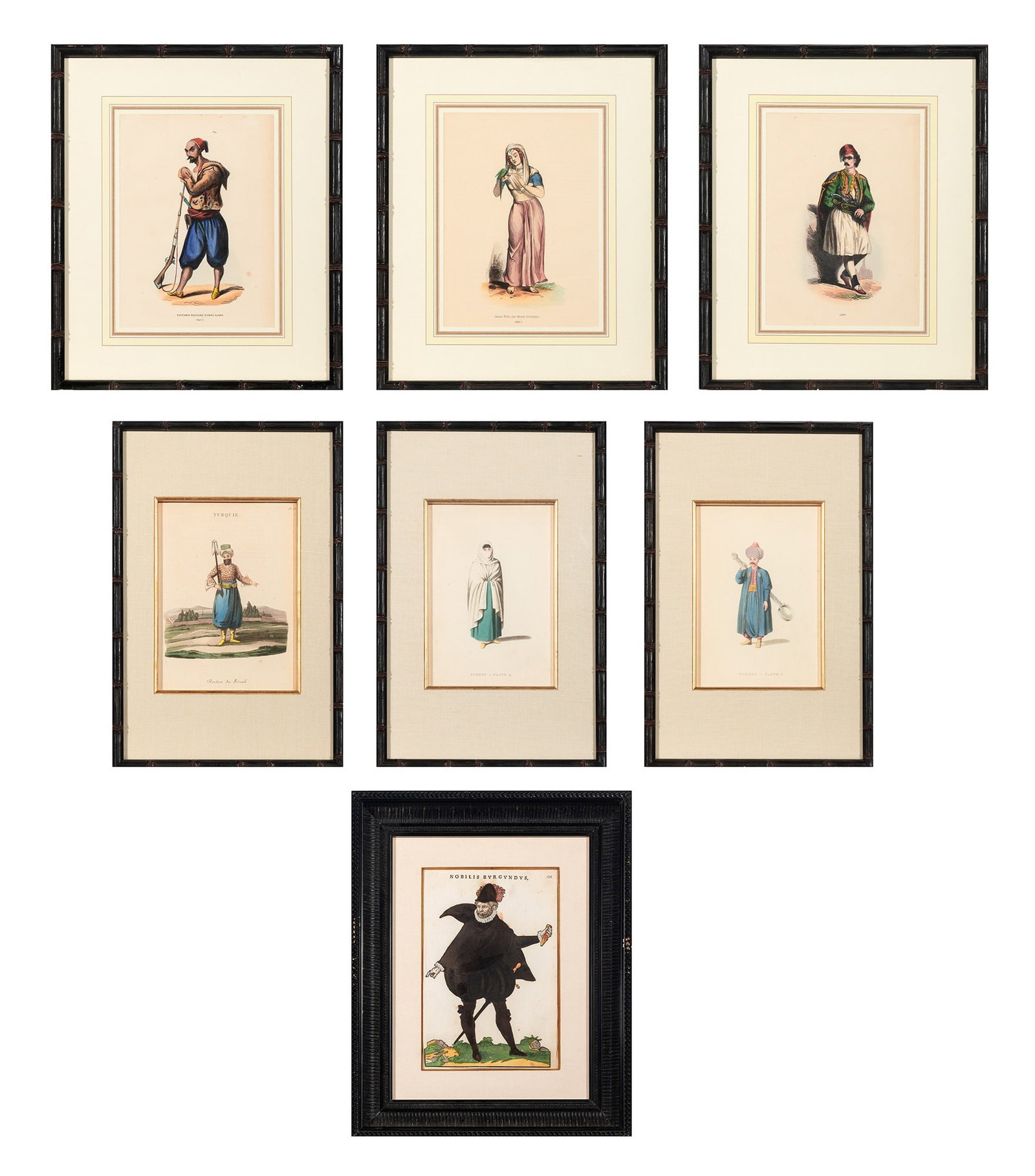 After Octavien Dalvimart: Estate / Collection: The Collection of Joanne B. Breyer [TURKISH COSTUME STUDIES] Three hand-colored aquatints, from Picturesque Representations of the Dress and Manners of the Turks, published