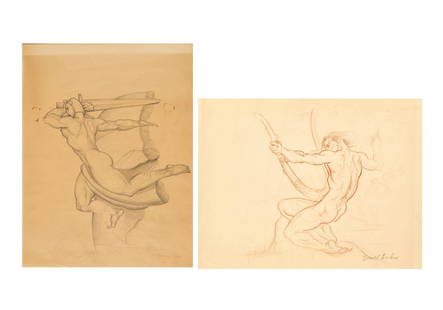 Donald De Lue: American, 1897-1988(i) Warrior, 1948Signed and dated D. De Lue / To Malvina / 1948 (lr)Pencil on paper23 1/2 x 18 1/2 inches (59.7 x 47 cm)Unframed (ii) ArcherSigned Donald De L