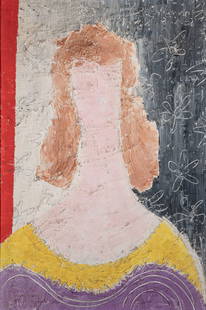 Nanno de Groot: American, 1913-1963Portrait of a Woman, 1952Signed and dated Nanno 5-2-'52 (ur)Oil on Masonite36 x 24 inches (91.4 x 61 cm) (Framed 36 3/4 x 24 3/4 inches)