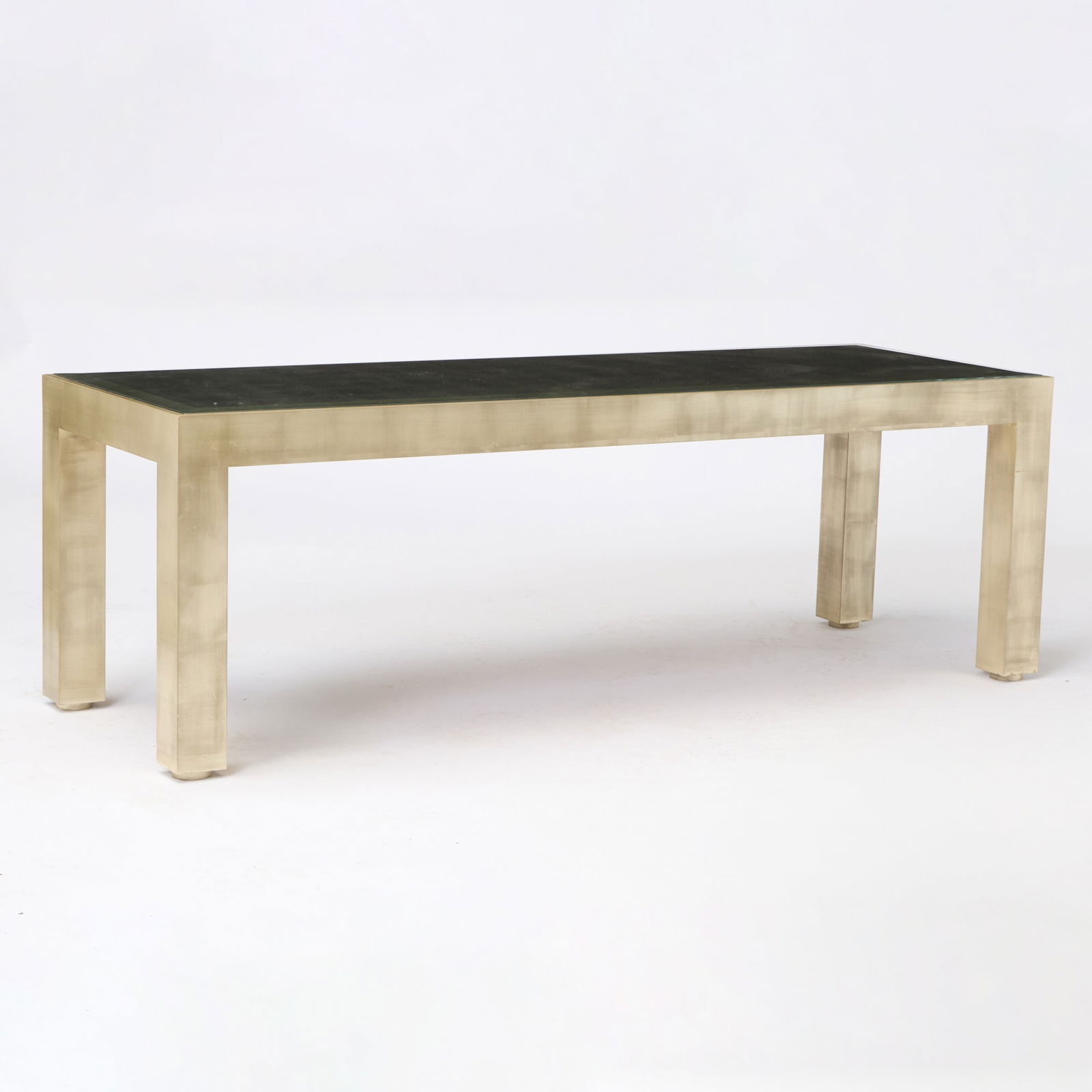 Brushed Metal and Mirrored Low Table Modern (1 of 4)